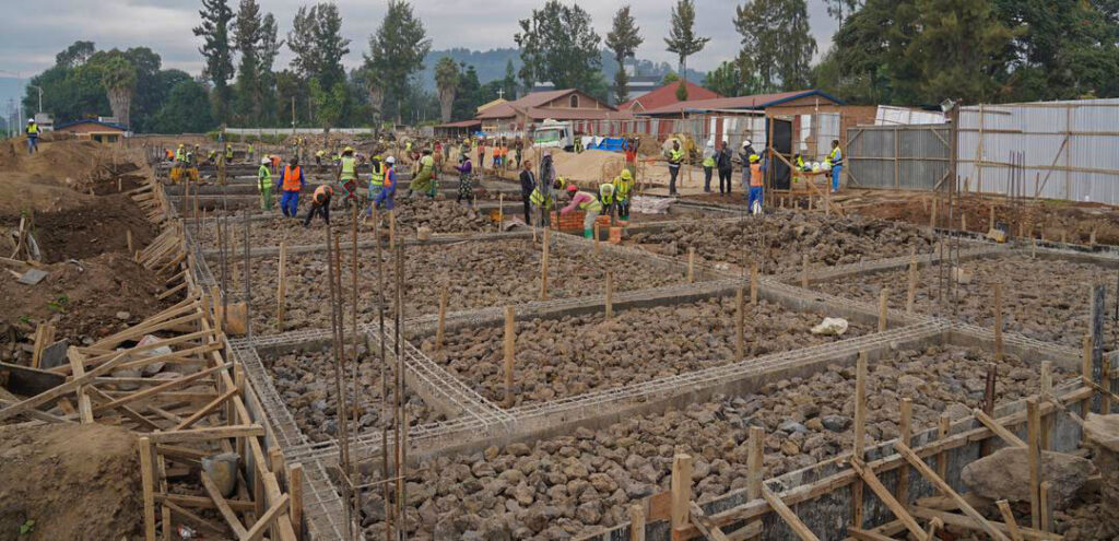 The site of Commercial building being built from the button 